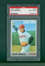 1970 Topps Baseball Card - #175 Dick Bosman, PSA 8 NM/MT
