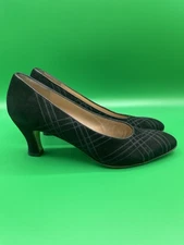 Salvatore Ferragamo Black Suede Leather Kitten Pump Women's Made In Italy SZ 6.5