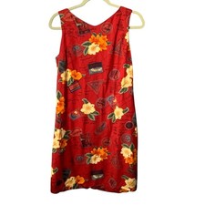 Vtg Caribbean Joe Sleeveless Dress Women Medium Floral Travel Cruise Hawaiian