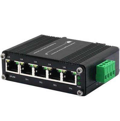 Mini Industrial 5-Port Gigabit Ethernet Switch - Hardened, 10/100/1000Mbps, D...