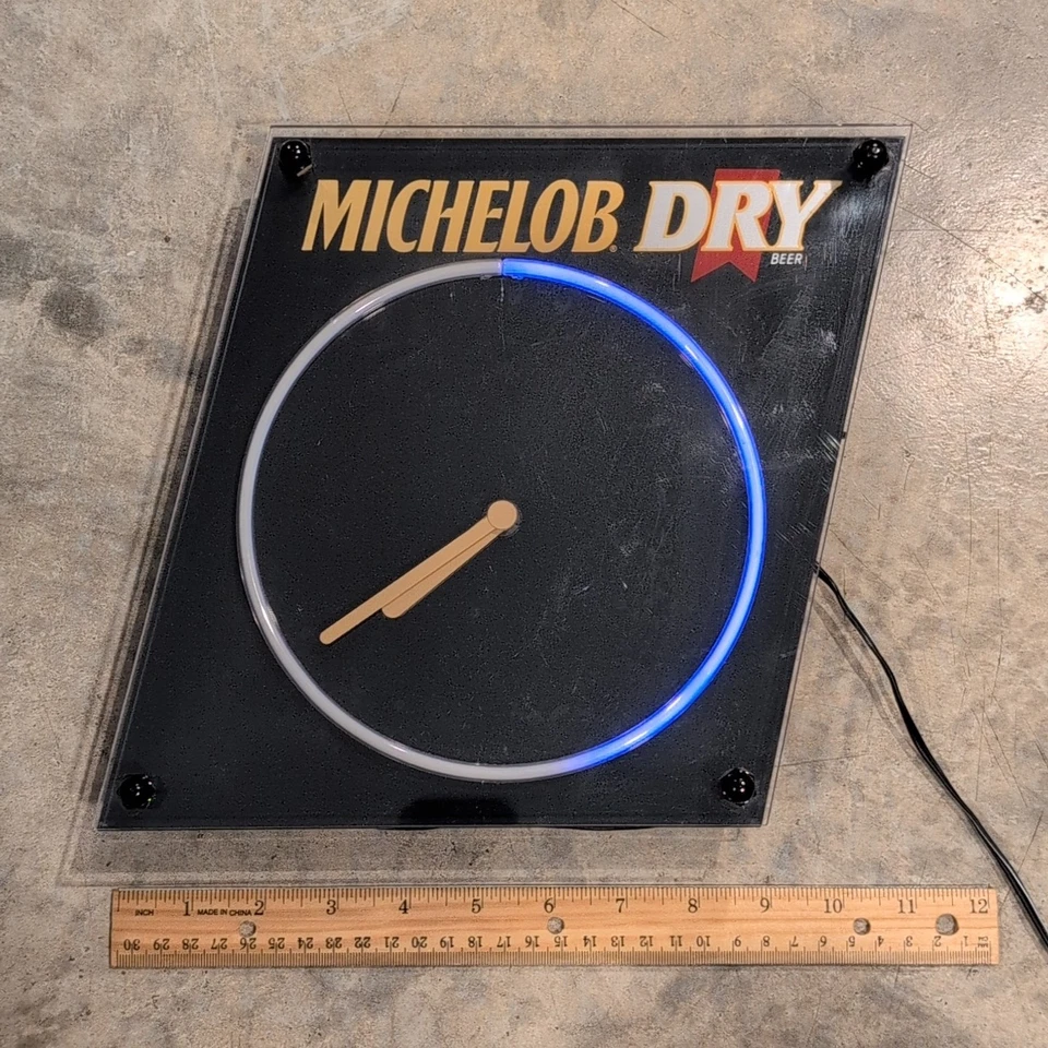 Reloj colgante de pared vintage 1991-92 Anheuser-Busch Michelob cerveza seca neón Foto 2 de 4