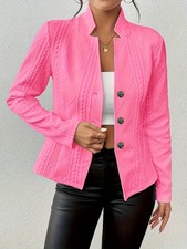 Womens Long Sleeve Button Up Blazer Suits Ladies Work Jacket Coat Tops SIZE 6-18
