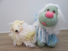 2x Shaggy fluppy Hund + Schaf 80er Jahre Zottel Quietschfigur Vintage Simba Toys