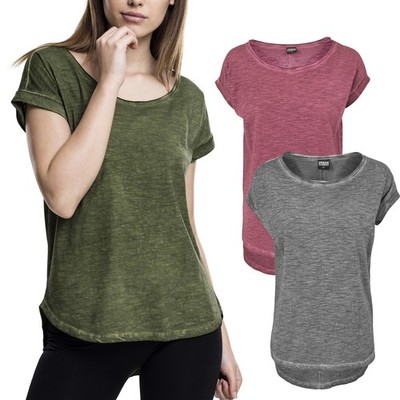 Urban Classics Ladies - Long Shaped Spray Dye HiLo Shirt Top