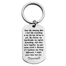 Valentines Day Gifts for Men to My Man Keychain I Love You Small, Silver1