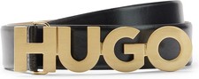 Hugo Boss Womens Zula Leather Belt Black  85cm  (  fits 30” ) New RRP £89 (Gold)