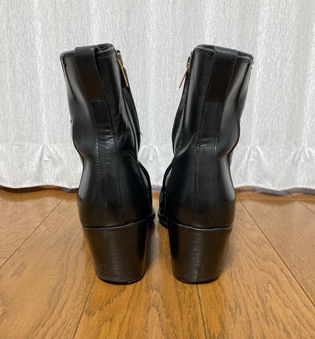 Stivali YVES SAINT LAURENT Rive Gauche JOHNNY 41 zip laterale tacco pelle nero YSL