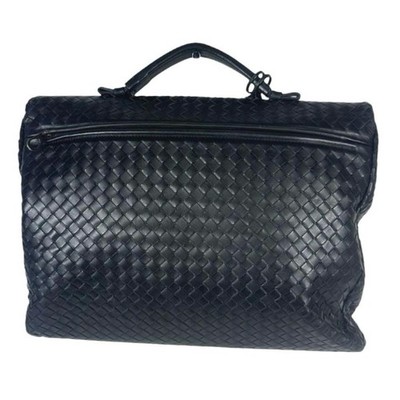 Bottega Veneta Intrecciato Leather Business Bag Black Briefcase