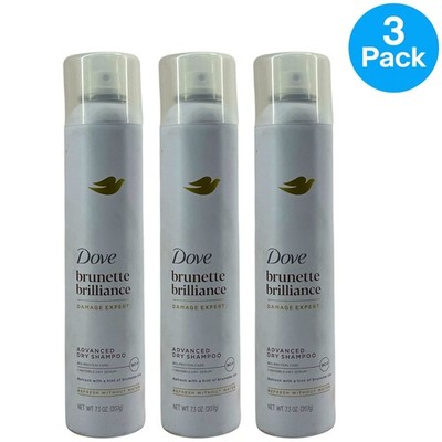 Dove Brunette Brilliance Advanced Dry Shampoo 7.3 Oz 3 Pack New
