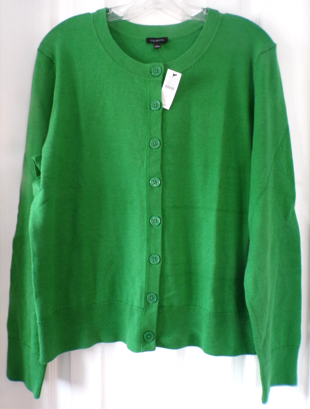 NWT NEW SPRING TALBOTS LARGE CHARMING CARDIGAN WIDE PLACKET SWEATER GREEN $99.50