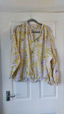 Anna Glover x H&M Yellow Floral Dragonfly Blouse UK 10 100% Lyocell Boho Botanic