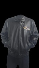 NFL LICENSED BALTIMORE RAVENS 100% GENUINE BUTTER SOFT LEATHER JACKET SZ XL