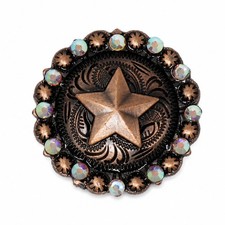 1-1/4" Set of 4 Copper Star Engraved Tack Belt Bag Jewelry Decorative Conchos