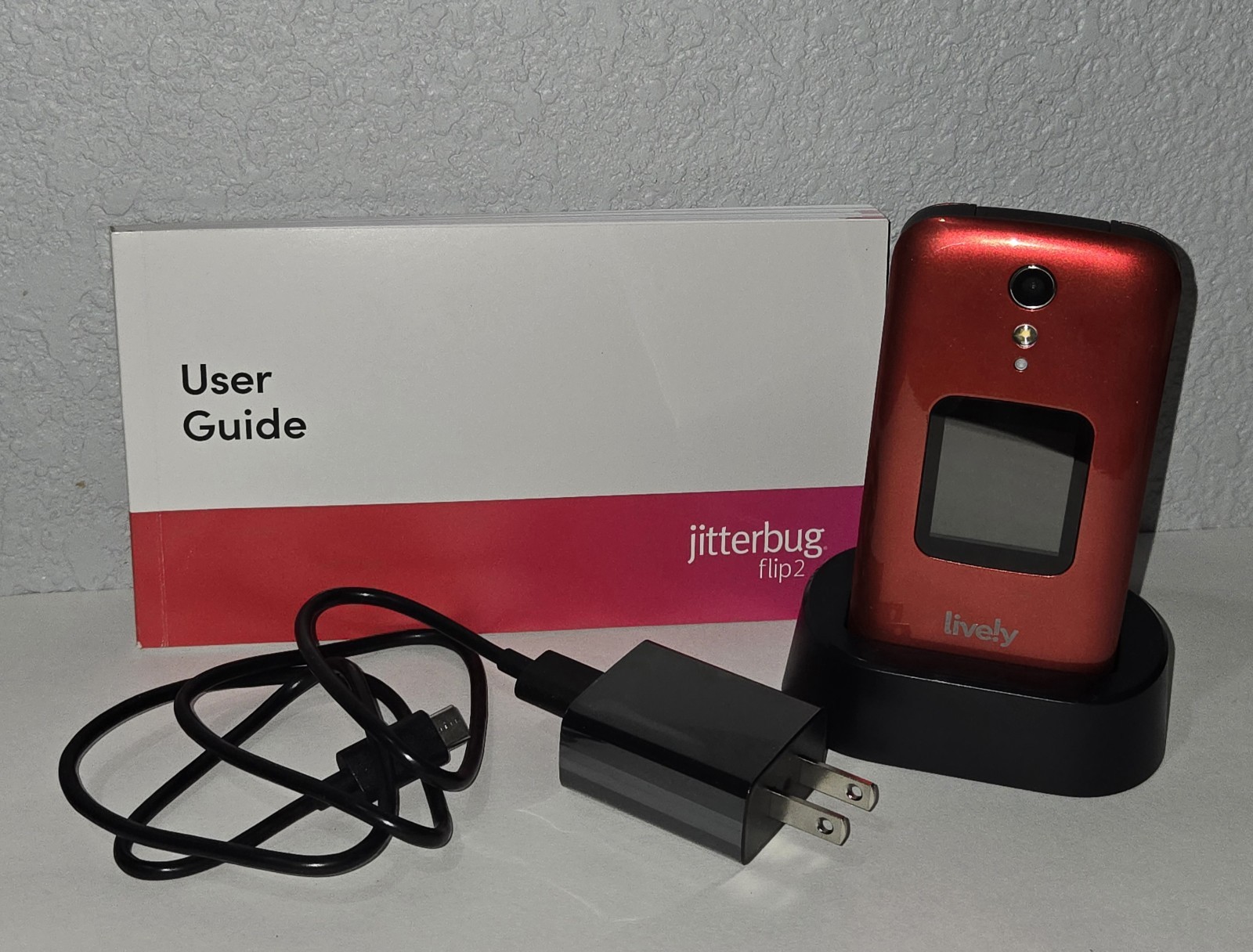 New OPEN-BOX Lively Jitterbug Flip 2 Cell Phone for Seniors RED Never-Activated!