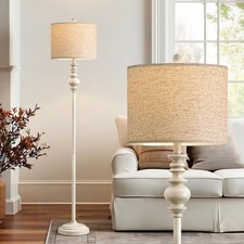 64.25" Farmhouse Floor Lamp Living Room Tall Antique White Standing Lamp
