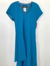 Pre-Owned Jolibel Blue Size 6 Shift Midi Short Sleeve Dress