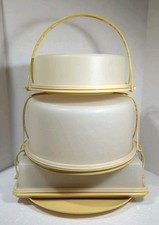 10 Pc Vintage Tupperware 2 Round Cake 1 Rectangle Carrier With Handles
