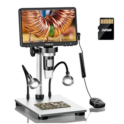 TOMLOV TriL110 2500X Münzmikroskop Lupe 10'' HDMI Digitales Mikroskop 3 Objektiv