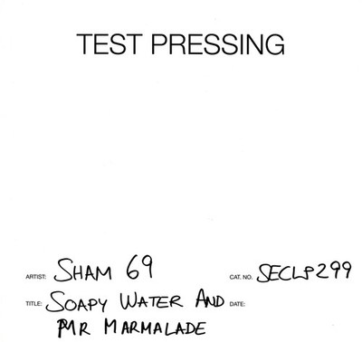 Sham 69(Test Pressing Vinyl LP)Soapy Water And Mr Marmalade-Secret-SECL-M/M