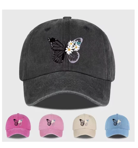 Butterfly Logo Cotton Baseball Cap Wildlife Adjustable Sun Protection Free P&P