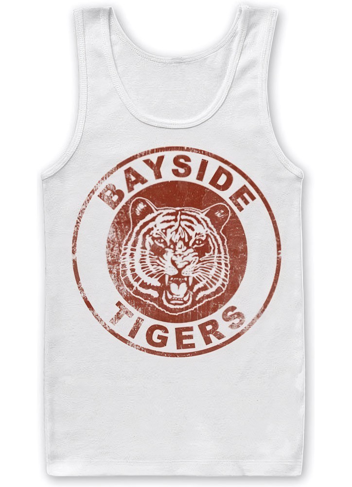 Saved By The Bell Bayside Tigers Washed Logo Tank Top White