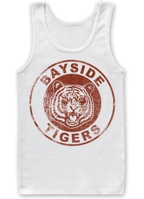 Saved By The Bell Bayside Tigers Washed Logo Tank Top White