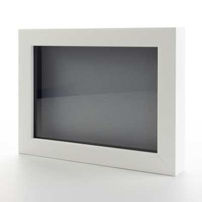 White 11x14 Wood Shadow Box With Grey Acid-Free Backing 11/16 Usable Depth