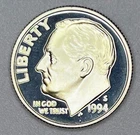 1994-S Proof Silver Roosevelt Dime 90% .900 San Francisco Mint