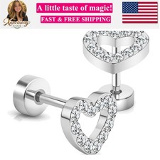 Titanium Flat Back Stud Earrings, ASTM F136 Implant-Grade 20G 8mm Post Screw ...