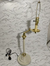 Stiffel White Brass 28" Table Desk Lamp Swing Arm W/ Stiffel No Shade Tested 