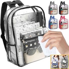 Clear Backpack Waterproof Heavy Duty PVC Transparent Shoulder Handbag School Bag