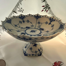 Royal Copenhagen Blue Fluted Porcelain Compote Bowl Floral 1020 Denmark