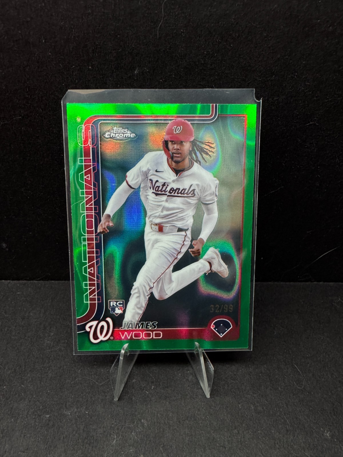 2025 Topps Chrome James Wood Green Lave Refractor /99 #132 Rookie RC