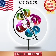 Large Metal Kinetic Spinner for Garden Yard Outdoor Decor (Moons)