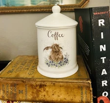 Wrendale Designs Coffee Canister & Airtight Lid- Hare Design- Royal Worcester 