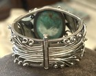Sterling Silver Handmade Oval turquoise Lilly Flower 6.5" Bracelet - 114g — photo 7