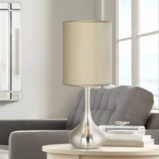 Modern Accent Table Lamp 23 1/2" High Brushed Nickel Droplet for Bedroom Bedside