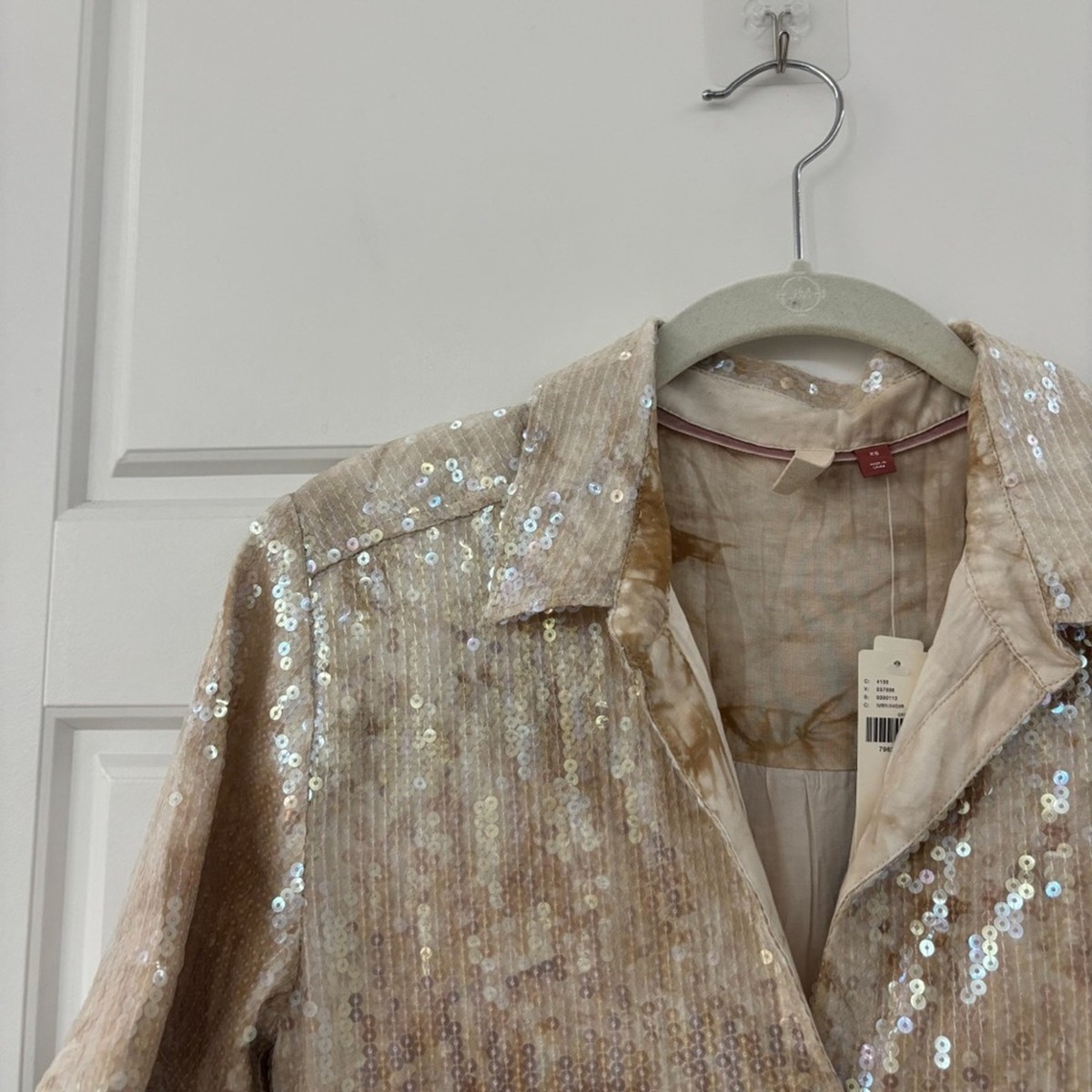 pilcro long sleeve sequin mini shirt dress Pilcro Long-Sleeve Sequin Mini Shirt Dress