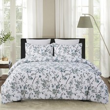 Vaulia Soft Microfiber Floral Duvet Cover King Size, Blue Chic Botanical Print