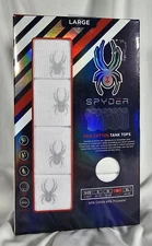 Spyder Pro Cotton Stretch 4 Pack Tank Tops L White Moisture Wicking SPIDER ICON