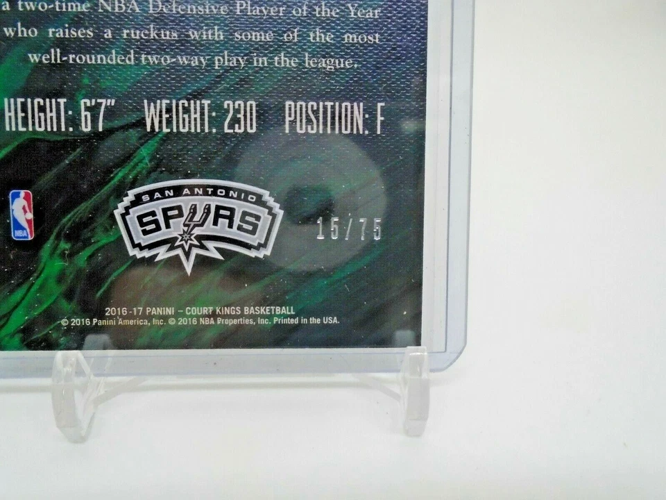 2016-17 PANINI COURT KINGS PORTRAITS KAWHI LEONARD /75 - Image 3 of 3