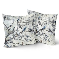 Throw Pillow Covers - 18 x 18 Inch Watercolor Blues 18" x 18" Pack of 2 Bird