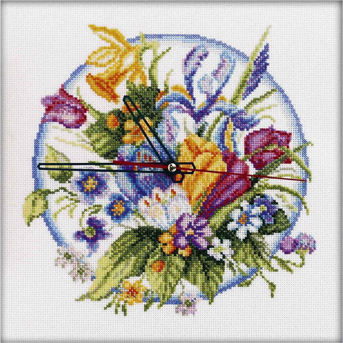 RTO counted Cross Stitch Kit clock ""The time has come!"" M40012, 25x25 cm, DIY