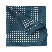 New 180 TOM FORD Teal Green and White Dot Print Silk Pocket Square