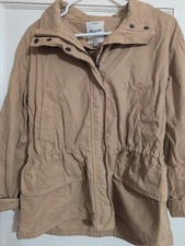 Madewell Women's Canvas Jacket - Medium -Mid-Weight - Beige - Snap/Zip Front