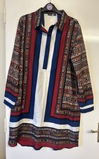 Boohoo Women’s Multicolour Aztec Pattern Shirt Style Dress UK Size 16