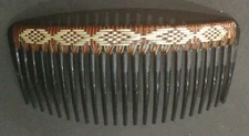 Vintage Hair Comb Thai Design Rattan Texture Brown Hand Made Hair Bun