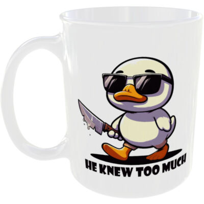 ER WUSSTE ZU VIEL TASSE KAFFEE TEE LUSTIG NIEDLICH COOL ENTE IN SONNENGLÄSERN GESCHENK TASSE