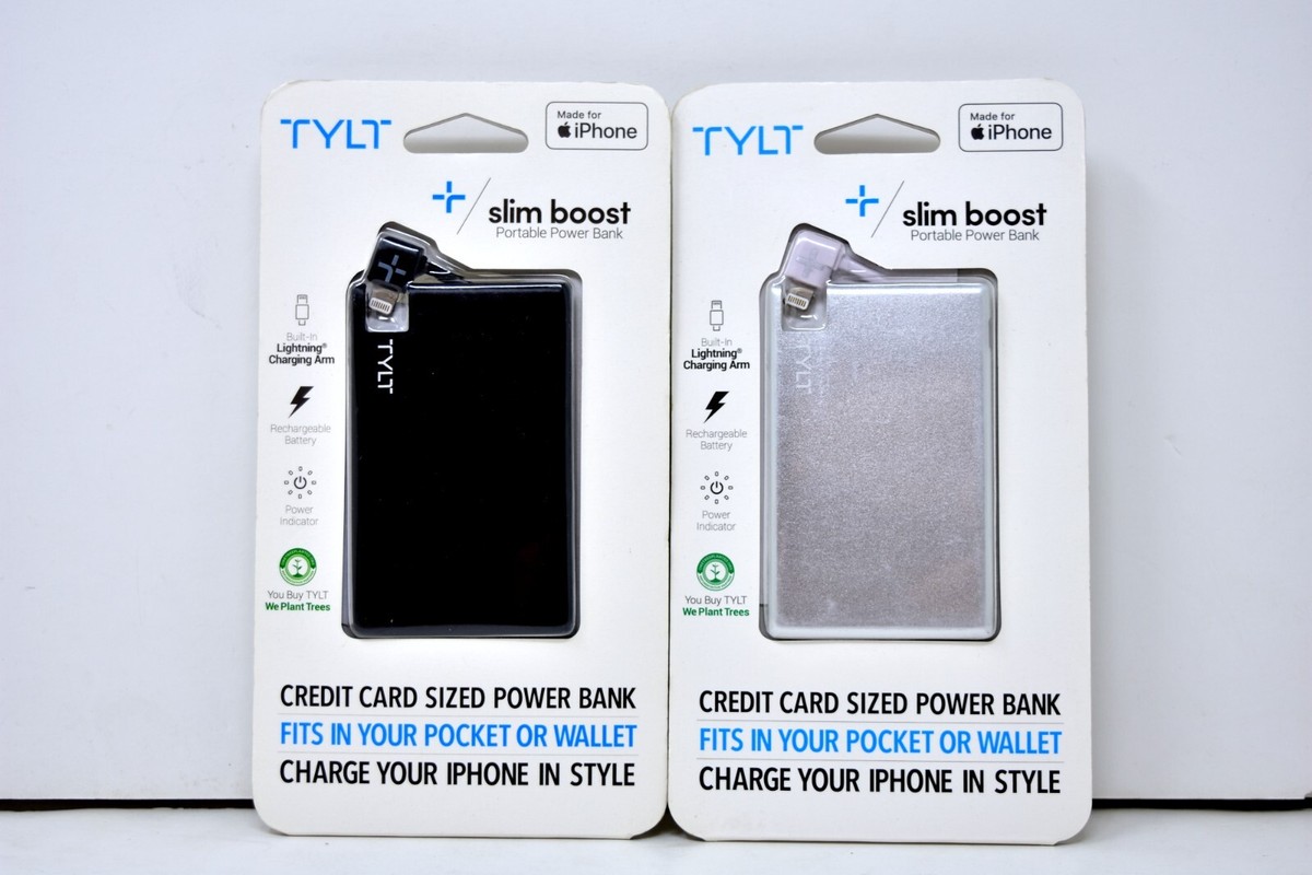 Tylt Slim Boost MFi-Certified 1300mAh Portable Battery Power Bank iPhone 12  13