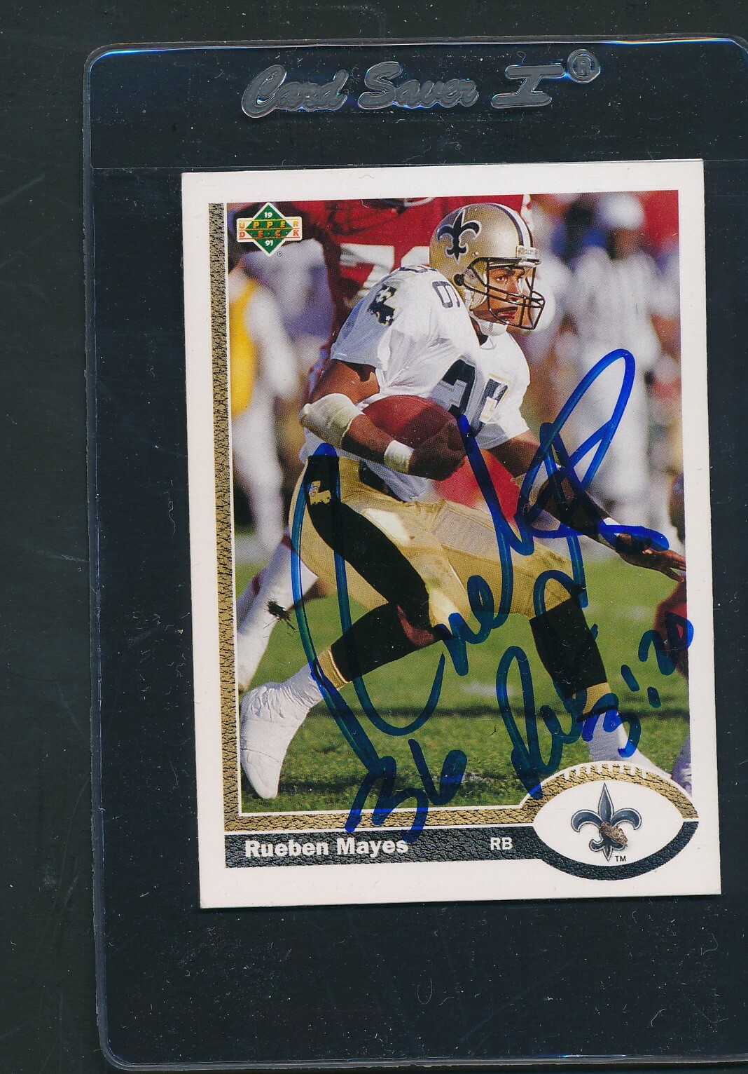 1991 Upper Deck #230 Rueben Mayes Saints Signed Auto *B8638